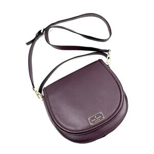 Kate Spade Oliver Street Lilly Pebbled Leather Crossbody Saddle Bag Purple